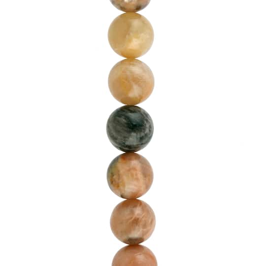 12 Pack: Natural Tone Sunstone Round Beads, 10mm by Bead Landing™